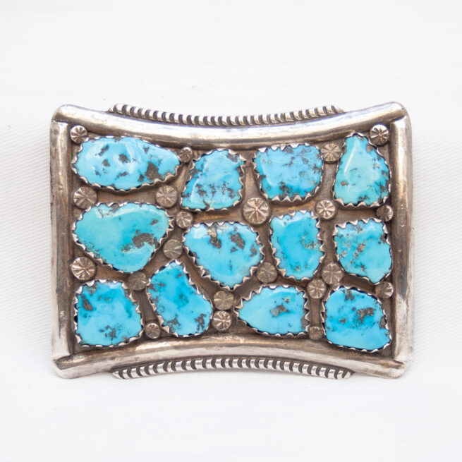 Vintage Turquoise Silver Navajo Belt Buckle