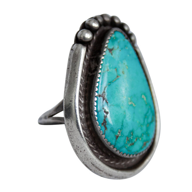 Dotted Teardrop Turquoise Ring - Image 2