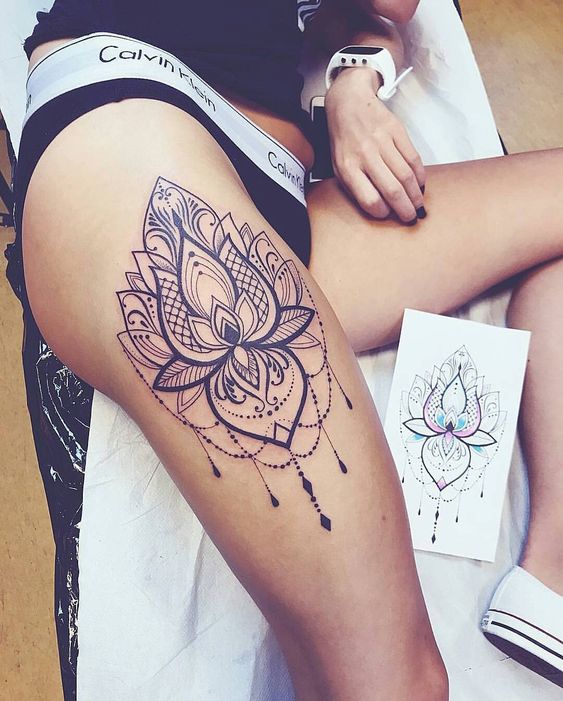 Mandala Thigh Tattoo