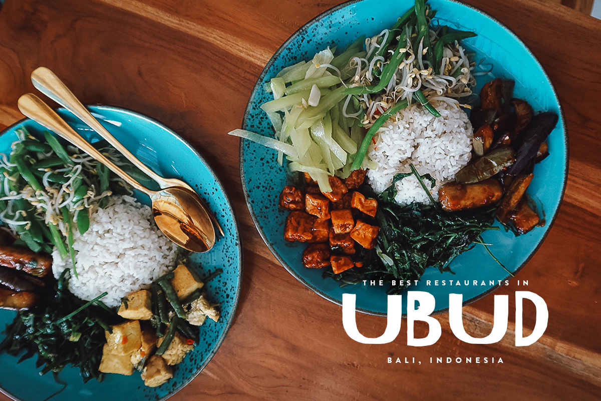 Indonesian dishes at a restaurant in Ubud, Bali