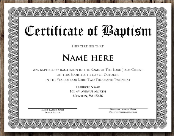 Baptismal Certificate Template 14 Baptism Certificate Templates Samples ...