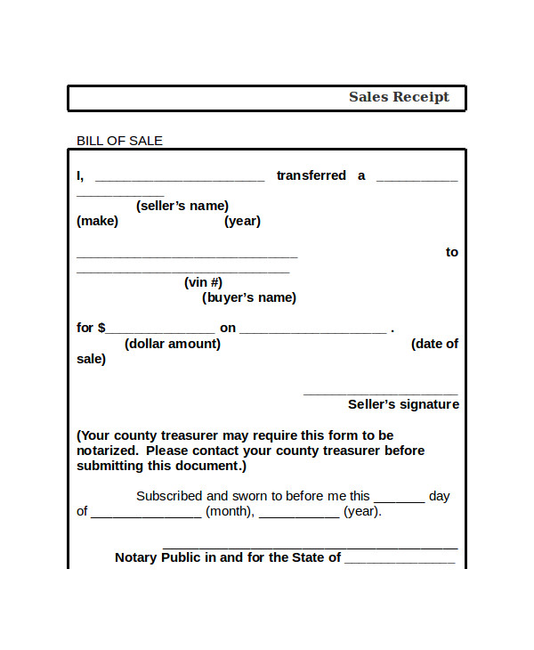 notary receipt template