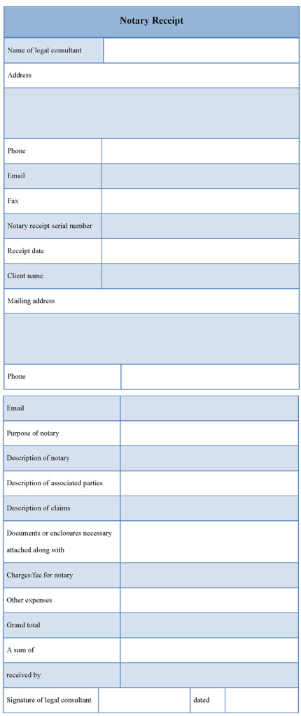 notary receipt template