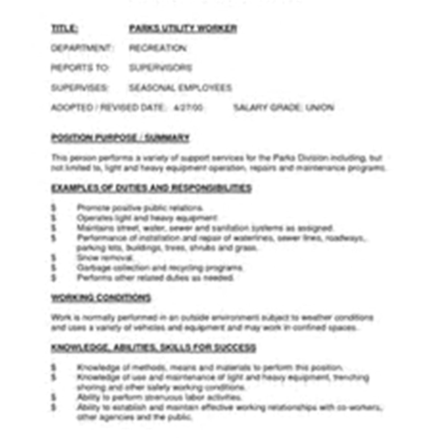 energy utility resume