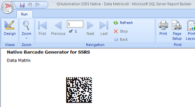 SSRS Data Matrix Barcode Generator screenshot