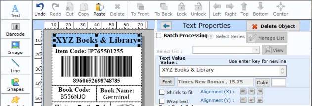 Library Barcodes Software screenshot