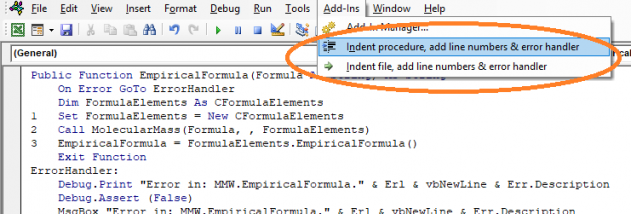 Office Programming Helper Indent VB Code screenshot