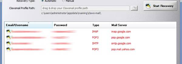 Password Decryptor for Clawsmail screenshot