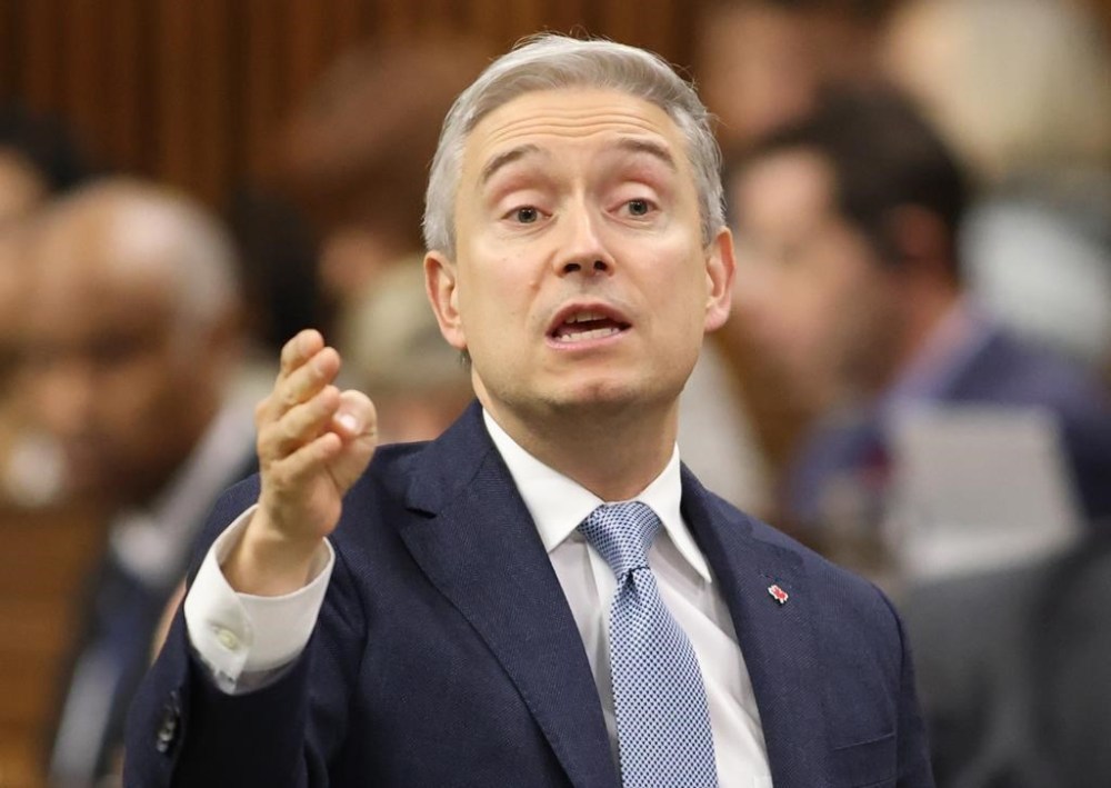 Innovation, Science and Industry Minister Francois-Philippe Champagne rises during Question Period in the House of Commons on Parliament Hill in Ottawa on Tuesday, February 14, 2023. Champagne spoke in Toronto on Friday. THE CANADIAN PRESS/ Patrick Doyle