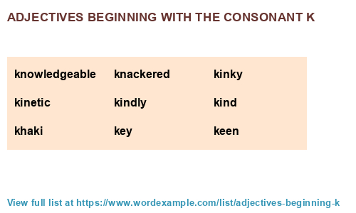 Negative adjectives that start with k to describe a person - leryexcel