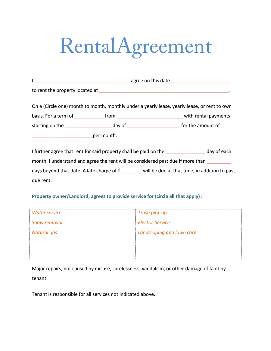 Simple House Rental Agreement Template