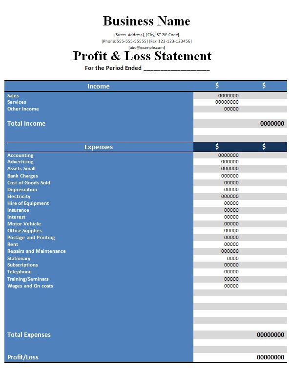 Financial Statement Template | Free Word Templates