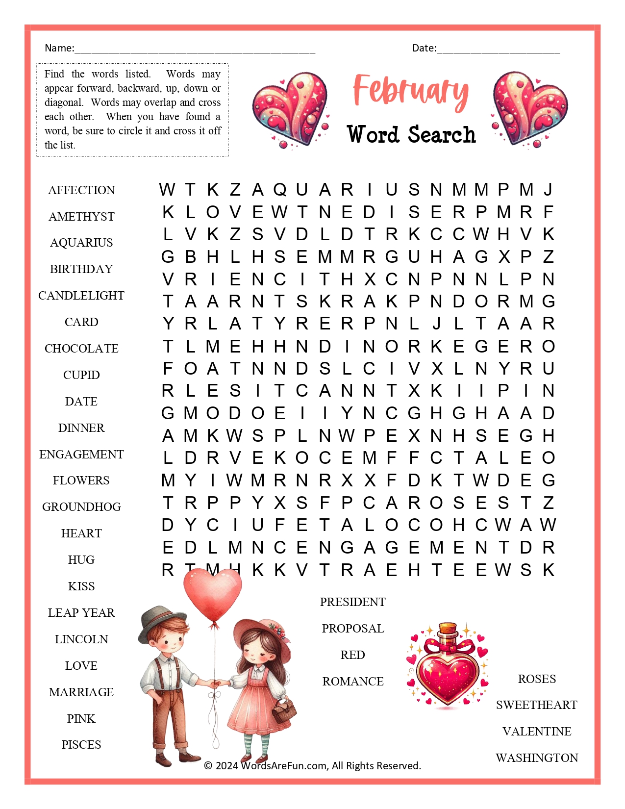 February Word Search