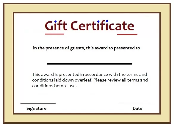 Gift Certificate Template 6