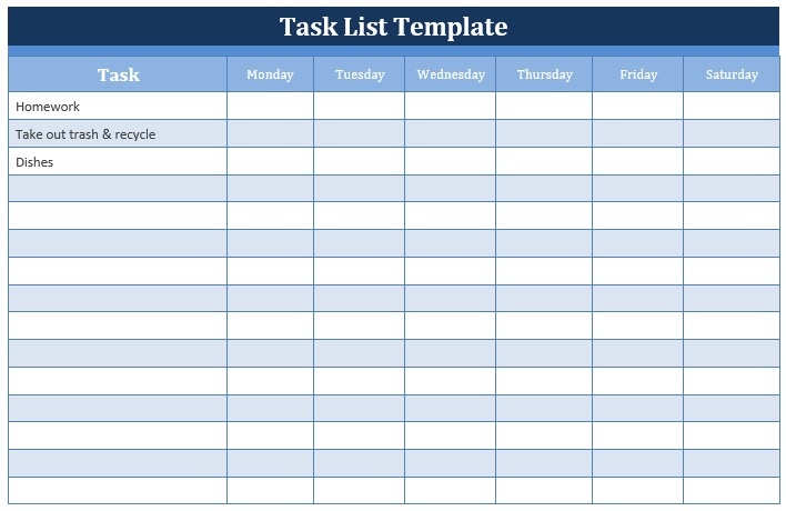 Task Checklist Template Excel