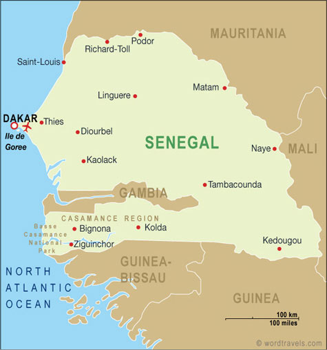 Senegal Map, Senegal Travel Maps from Word Travels