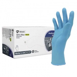 Shield GD21 Powder-Free Blue Nitrile Disposable Gloves (Pack of 100)