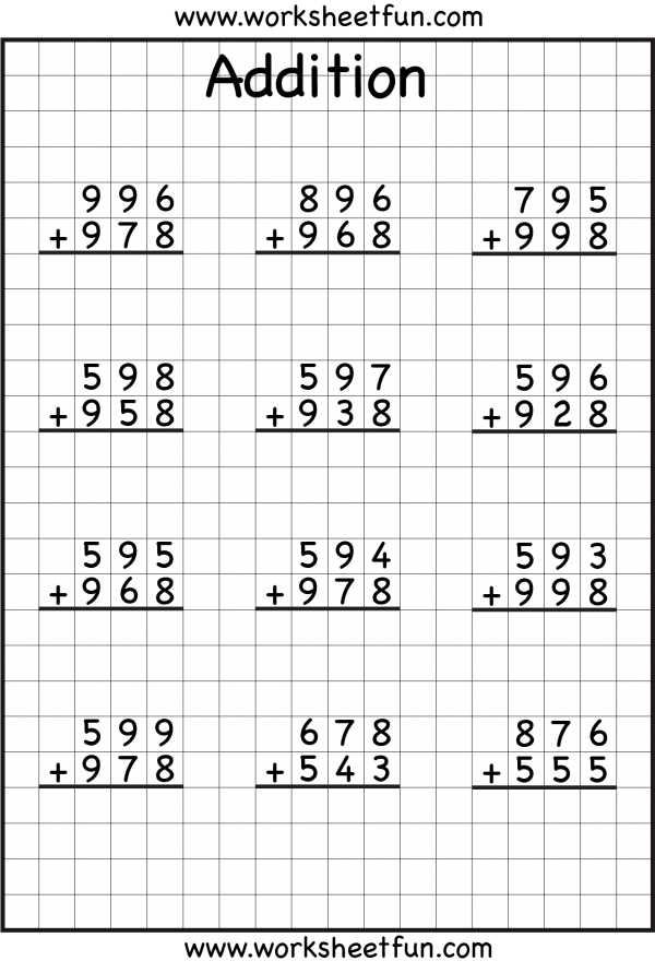 Adding 3 Digit Numbers With Regrouping Worksheets