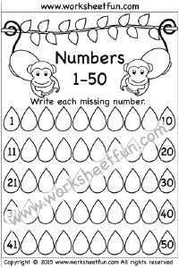 Numbers 1 – 50 / FREE Printable Worksheets – Worksheetfun