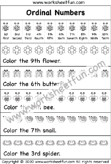 Ordinal Numbers – One Worksheet / FREE Printable Worksheets – Worksheetfun