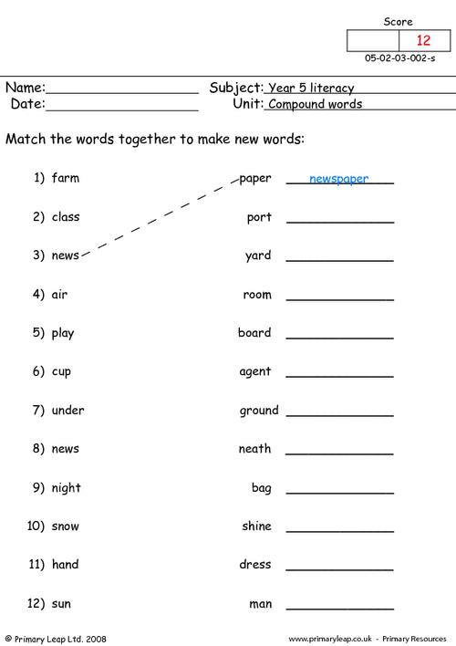 8 Printable Compound Word Worksheets / worksheeto.com