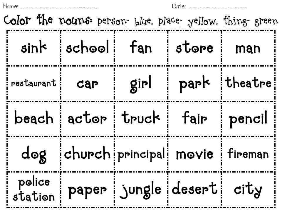 19 Free Cut And Paste Noun Worksheets / worksheeto.com