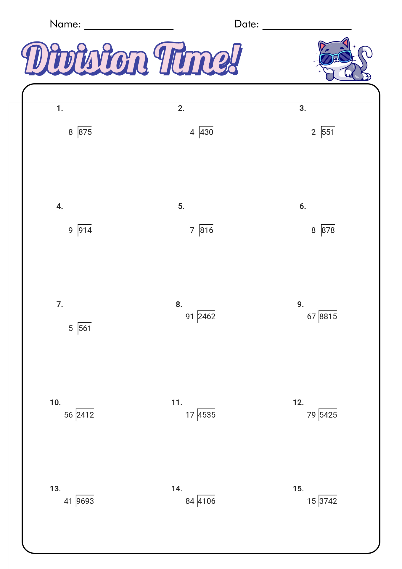 5th Grade Long Division Worksheets