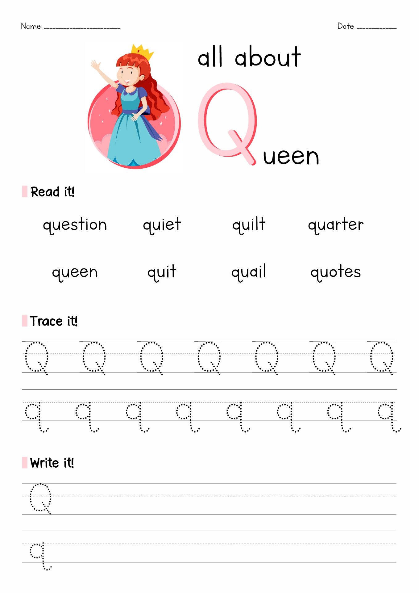 Free Printable Qu Worksheets - Printable World Holiday