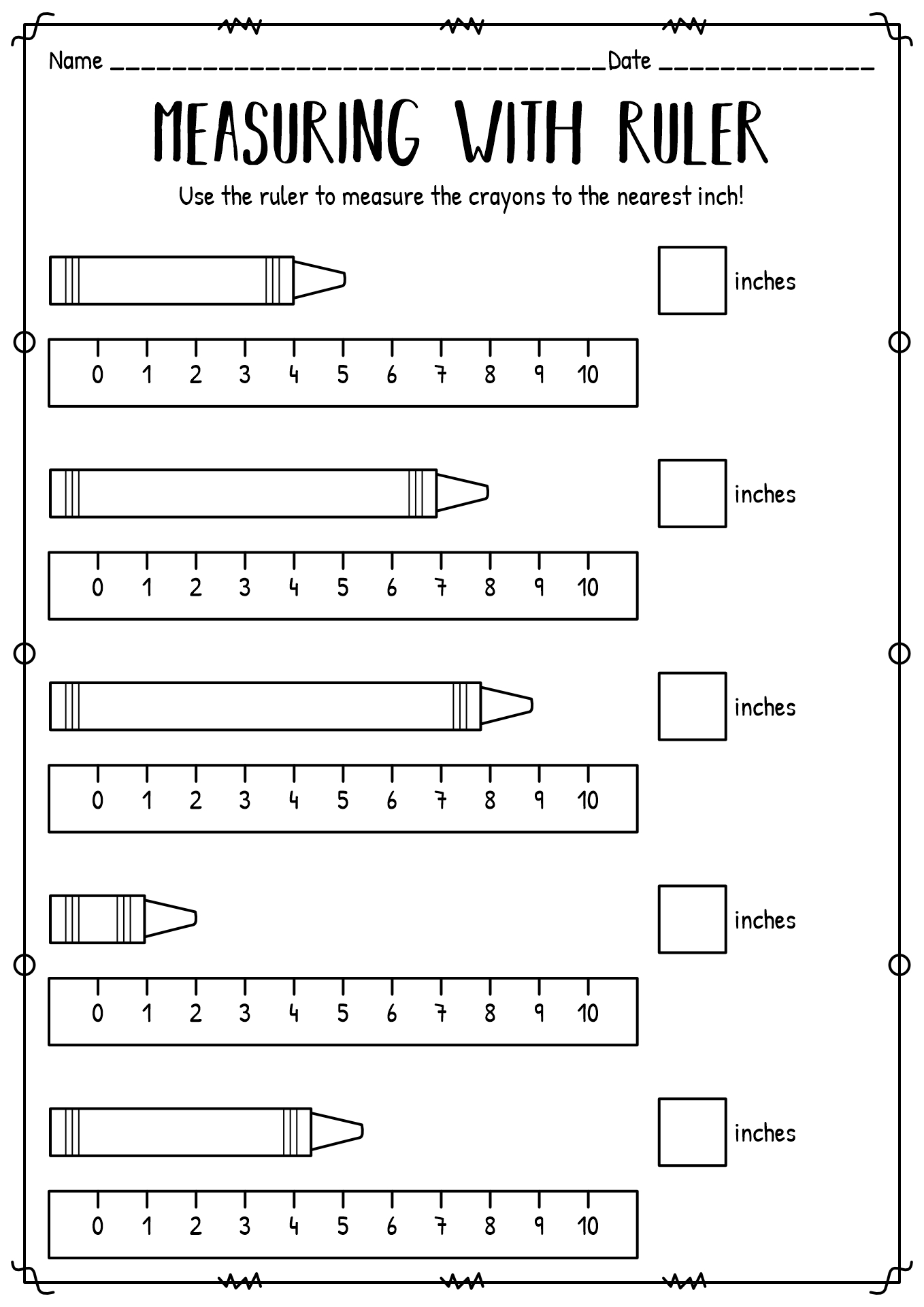 Measurement Ruler Worksheet