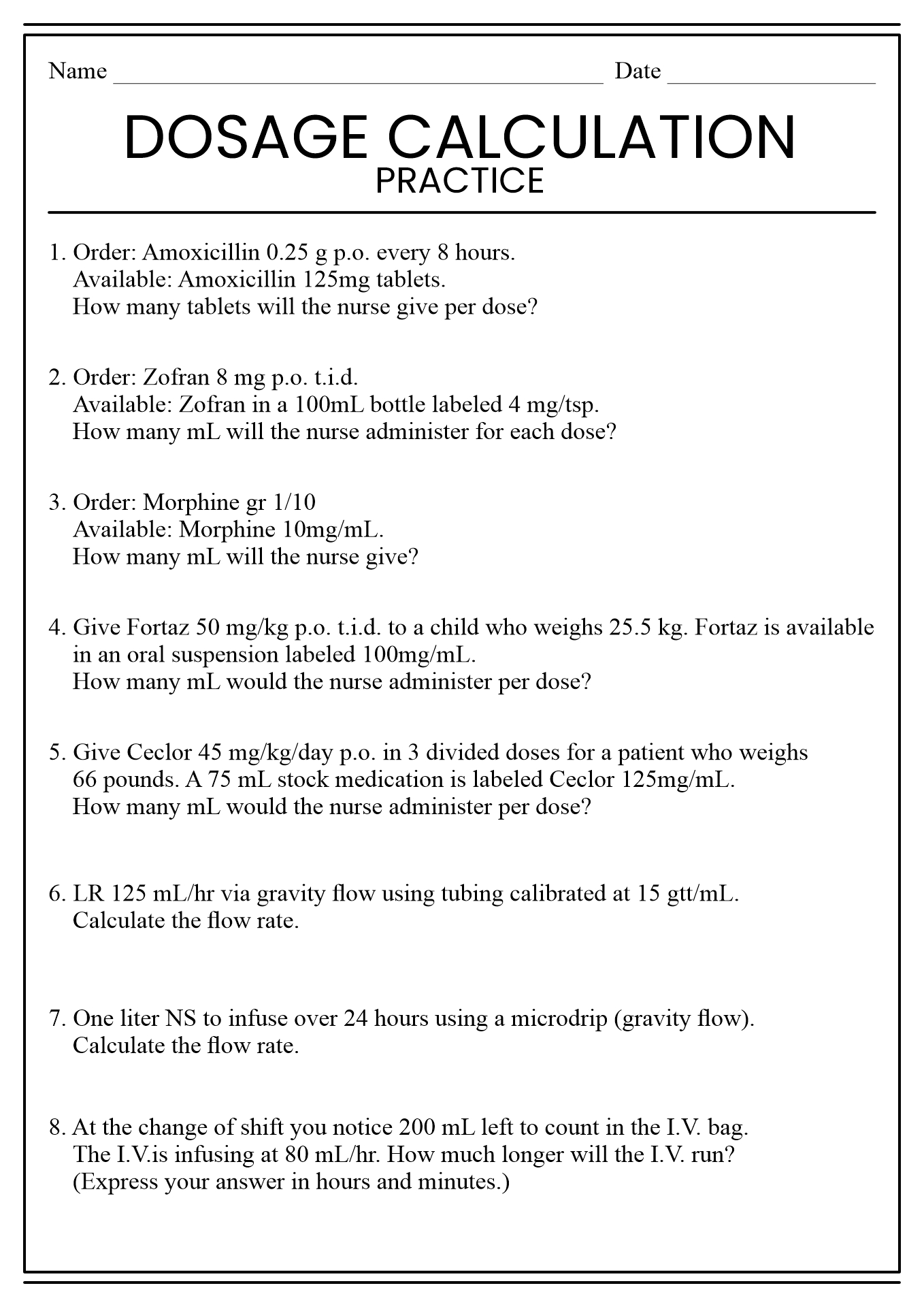 16 Nursing Math Worksheets - Free PDF at worksheeto.com