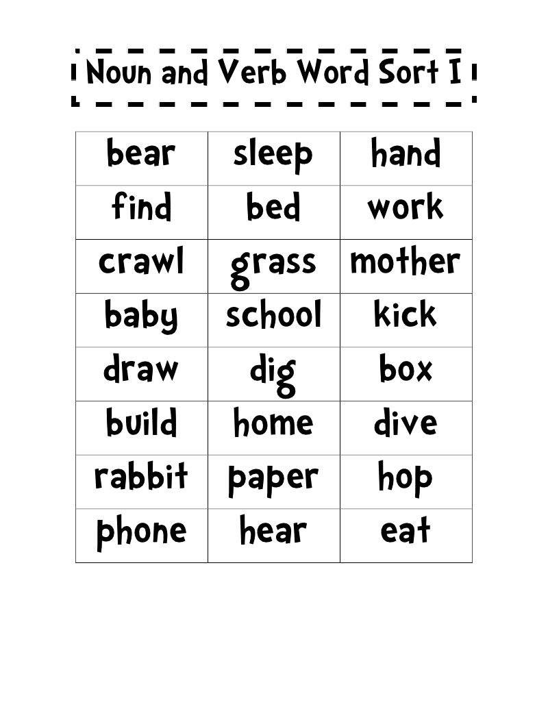 First Grade Nouns List