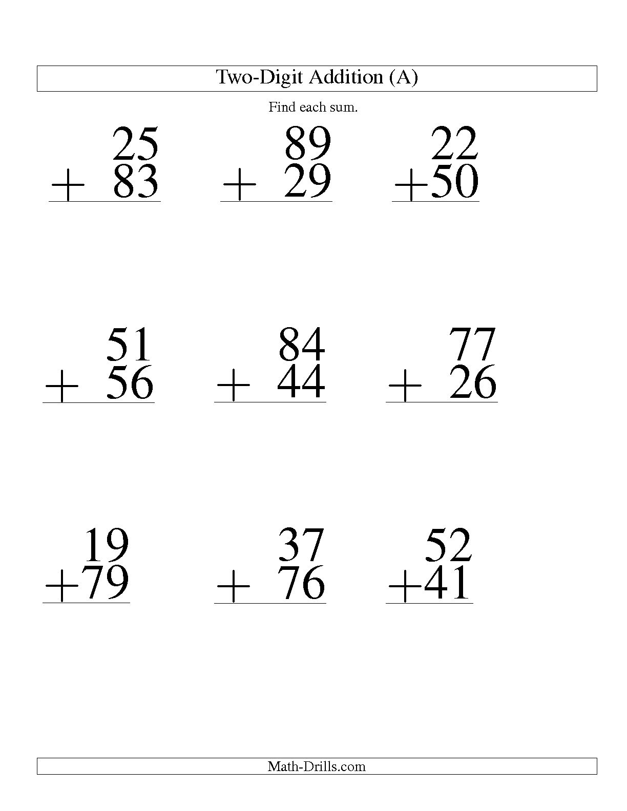 17 Best Images of 2-Digit Addition Without Regrouping Worksheets 2nd ...