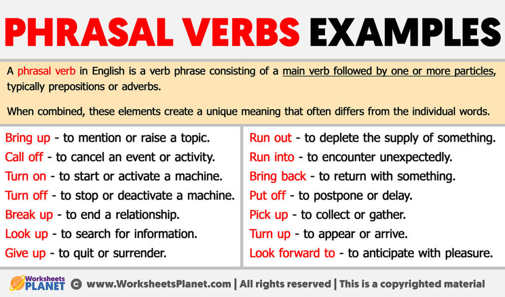 Phrasal Verbs Examples