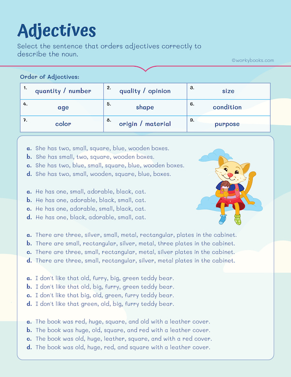 Adjectives Worksheets for 4th Grade | Workybooks