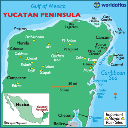 yucatan peninsula on world map Map Of Yucatan Mexico Maps Yucatan Peninsula Facts Landforms yucatan peninsula on world map