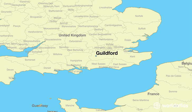 Where is Guildford, England? \/ Guildford, England Map  WorldAtlas.com