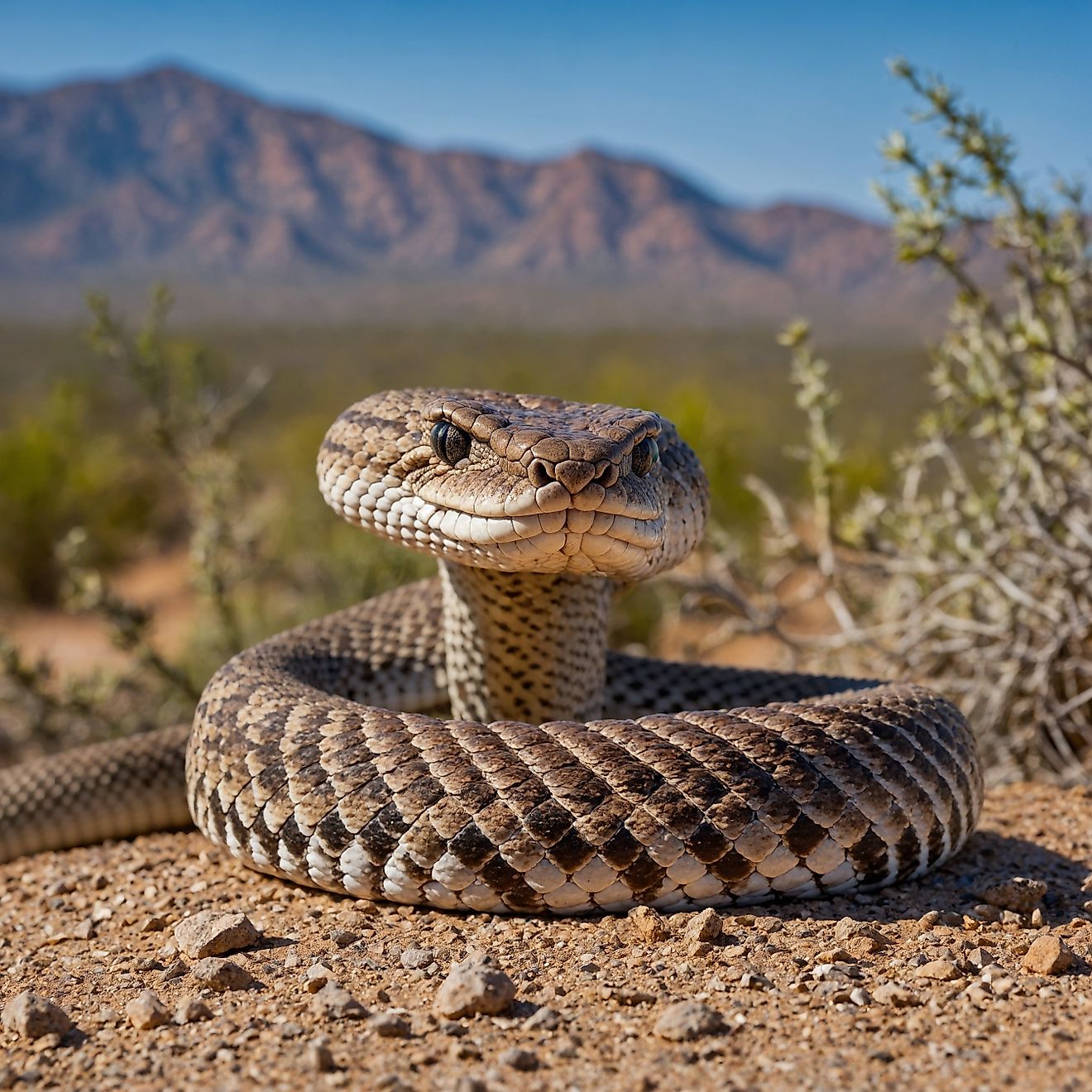 The Western Diamondback Rattlesnake (Crotalus atrox) is a venomous snake native to the arid and semi-arid regions of the southwestern United States and northern Mexico. Recognizable by its distinctive