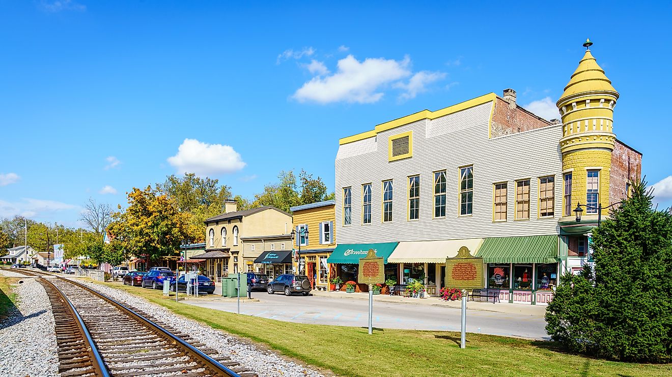 A quaint street in the town of Midway, Kentucky. Editorial credit: Alexey Stiop / Shutterstock.com