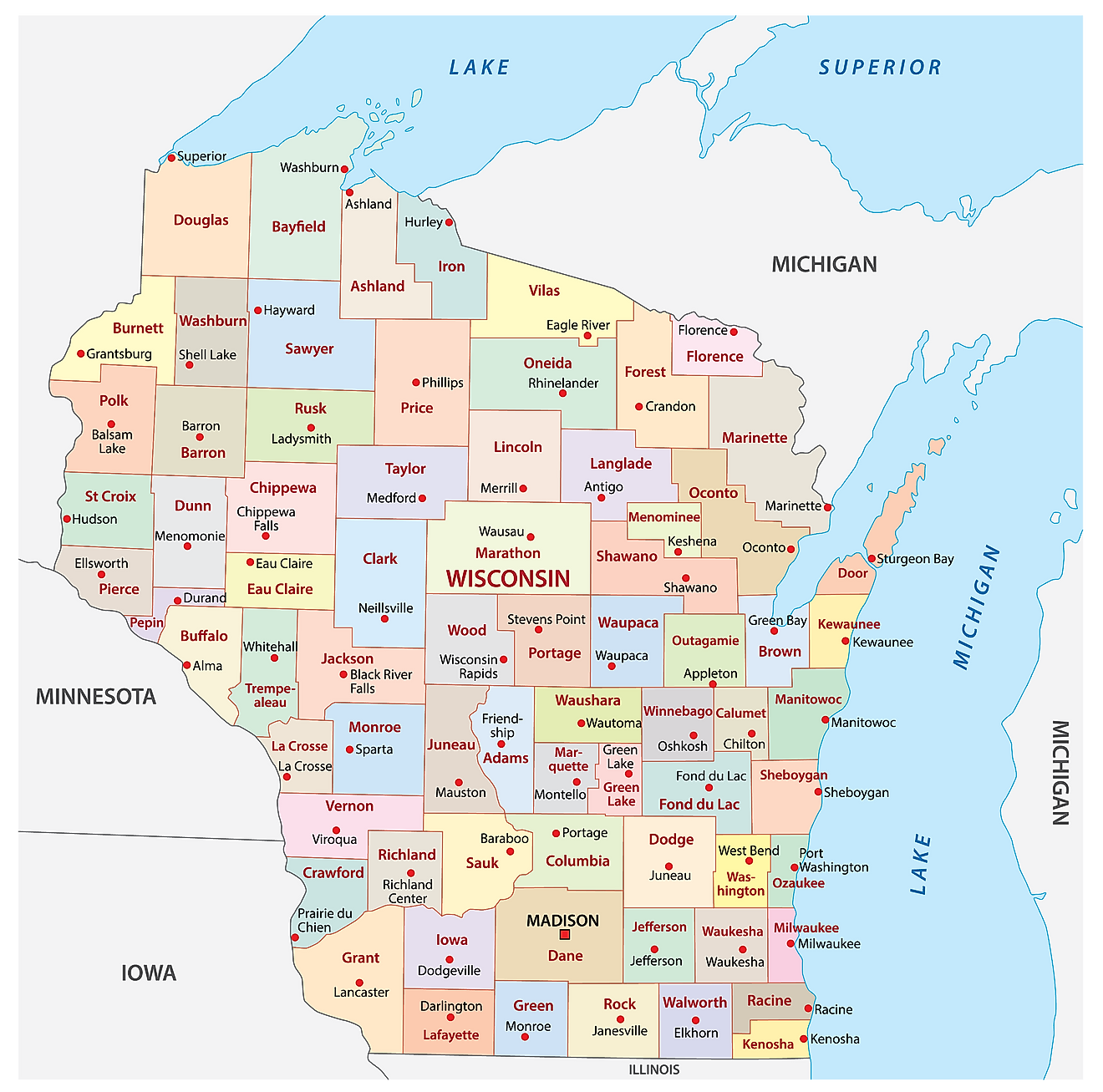 County Maps For Wisconsin