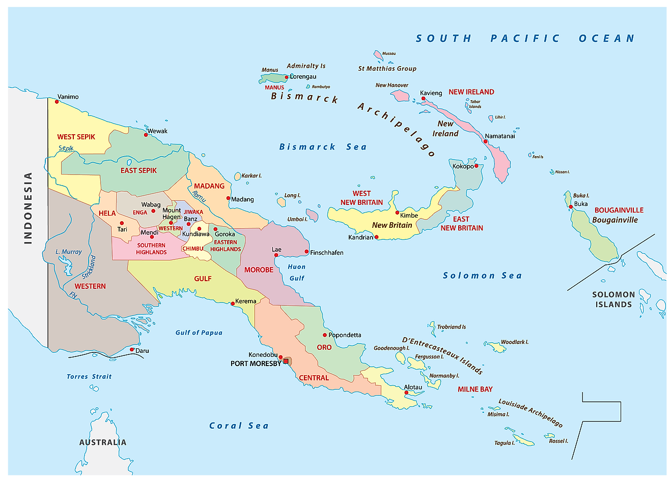 Large Detailed Political Map Of Papua New Guinea Papua New Guinea ...