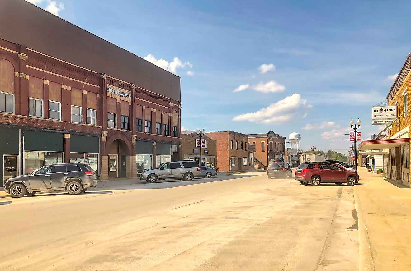 Downtown West Bend, Iowa. Editorial credit: Joel McCartan / Shutterstock.com.