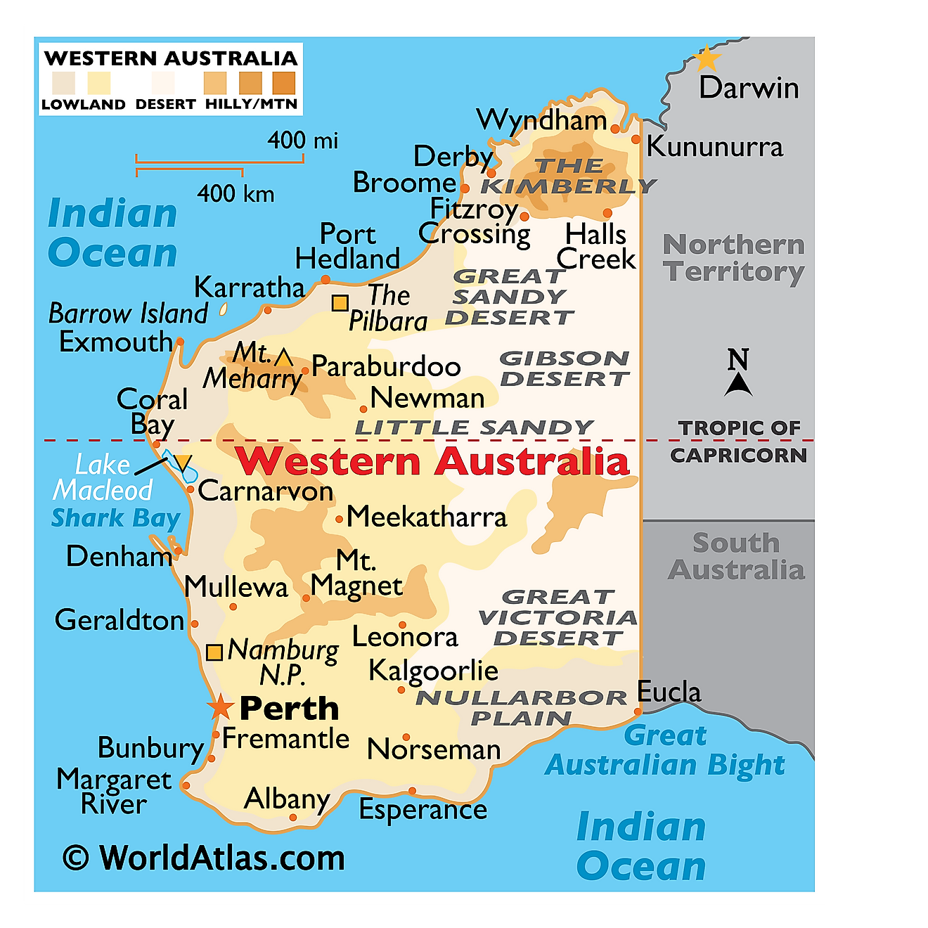 Western Australia Cities Map