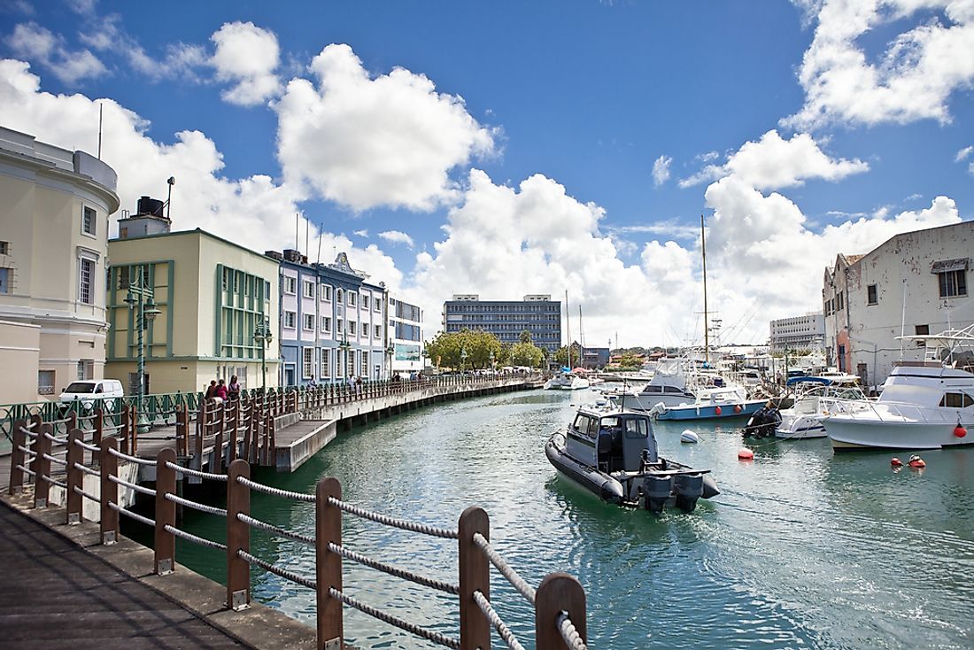 The downtown marina of Bridgetown, Barbados. 