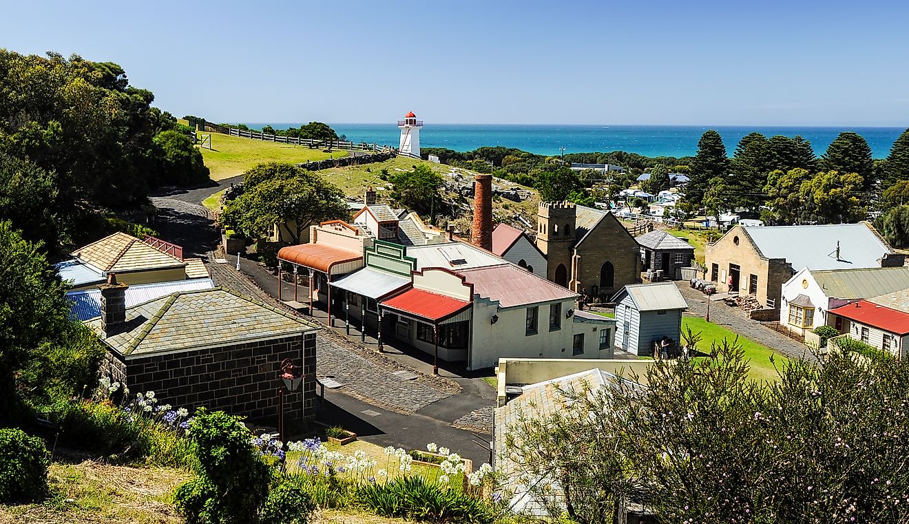 The lighthouse at Warrnambool. Australian Pacific coast.