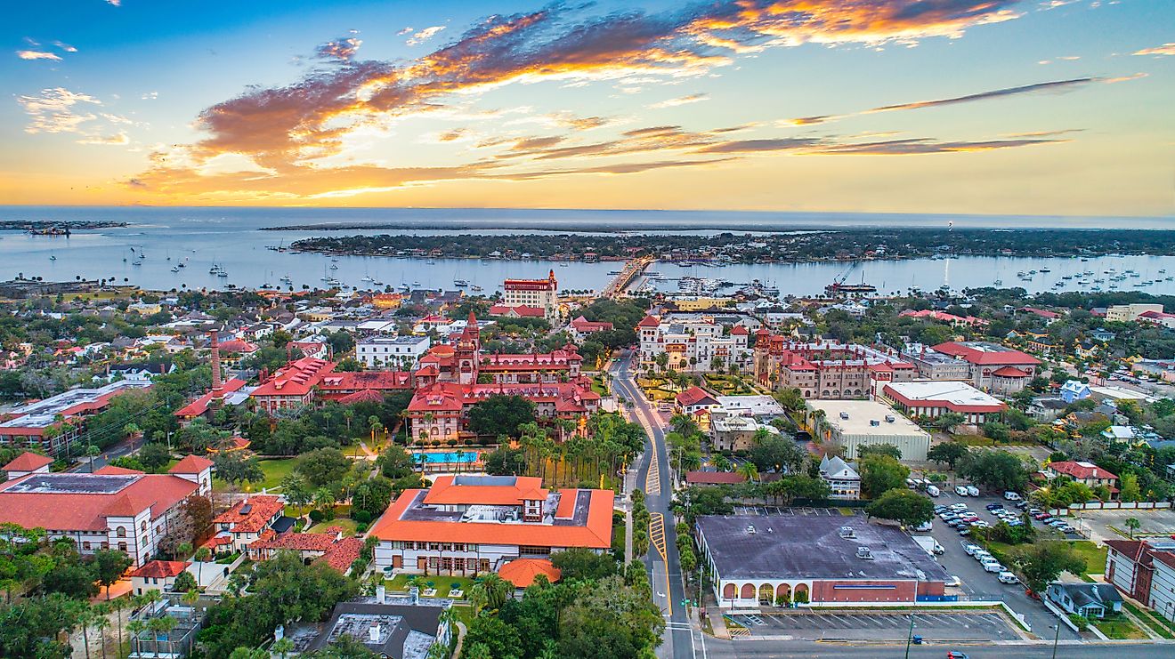 Aerial view of downtown St. Augustine in Florida.