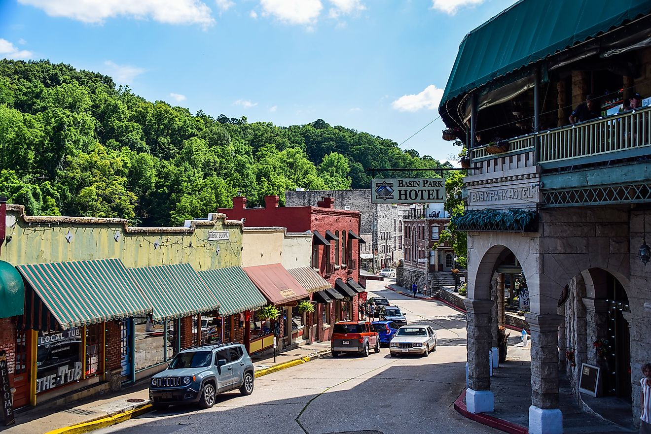 Historic downtown of Eureka Springs, Arkansas. Editorial credit: Rachael Martin / Shutterstock.com