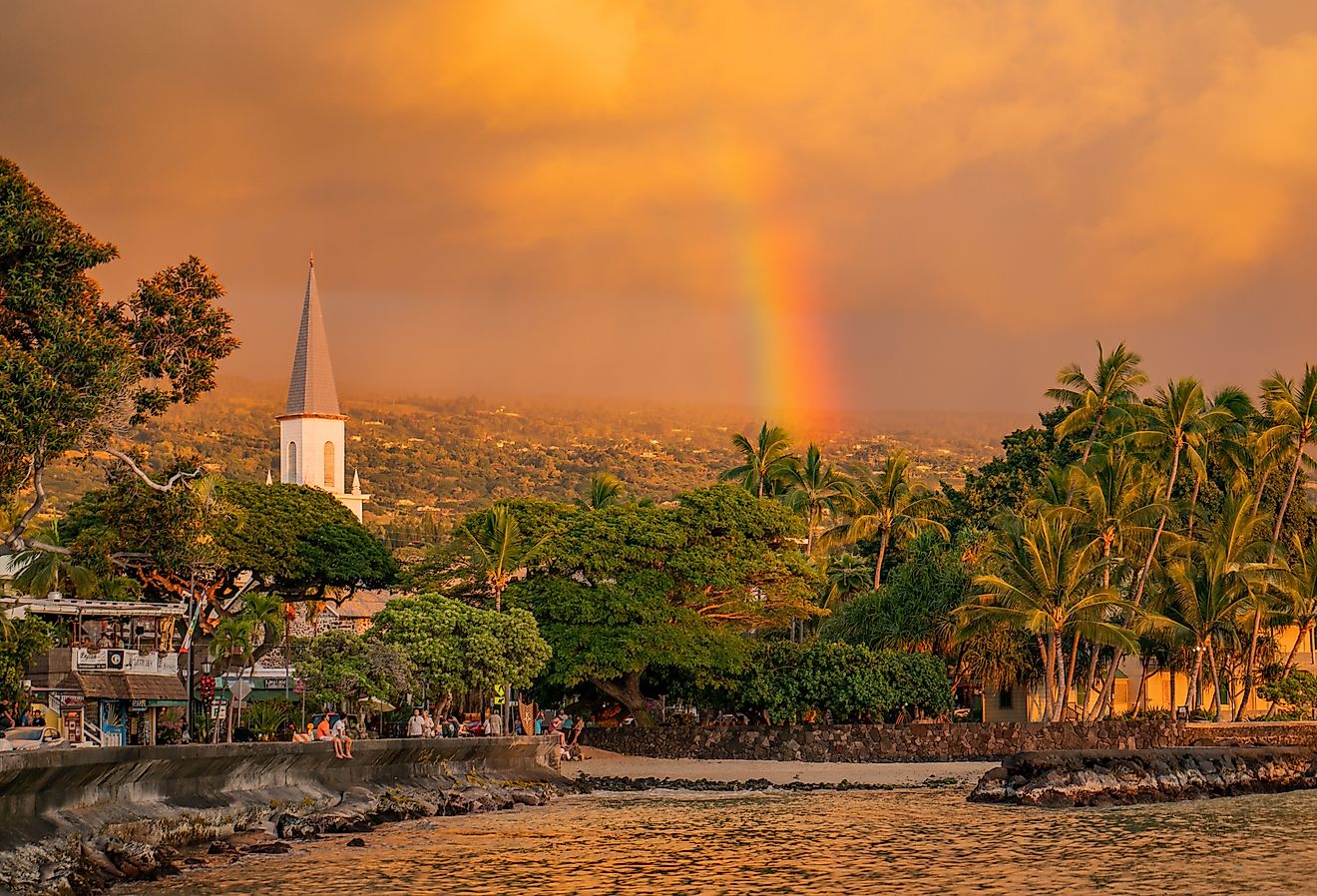 Downtown Kailua-Kona village at Kailua Bay