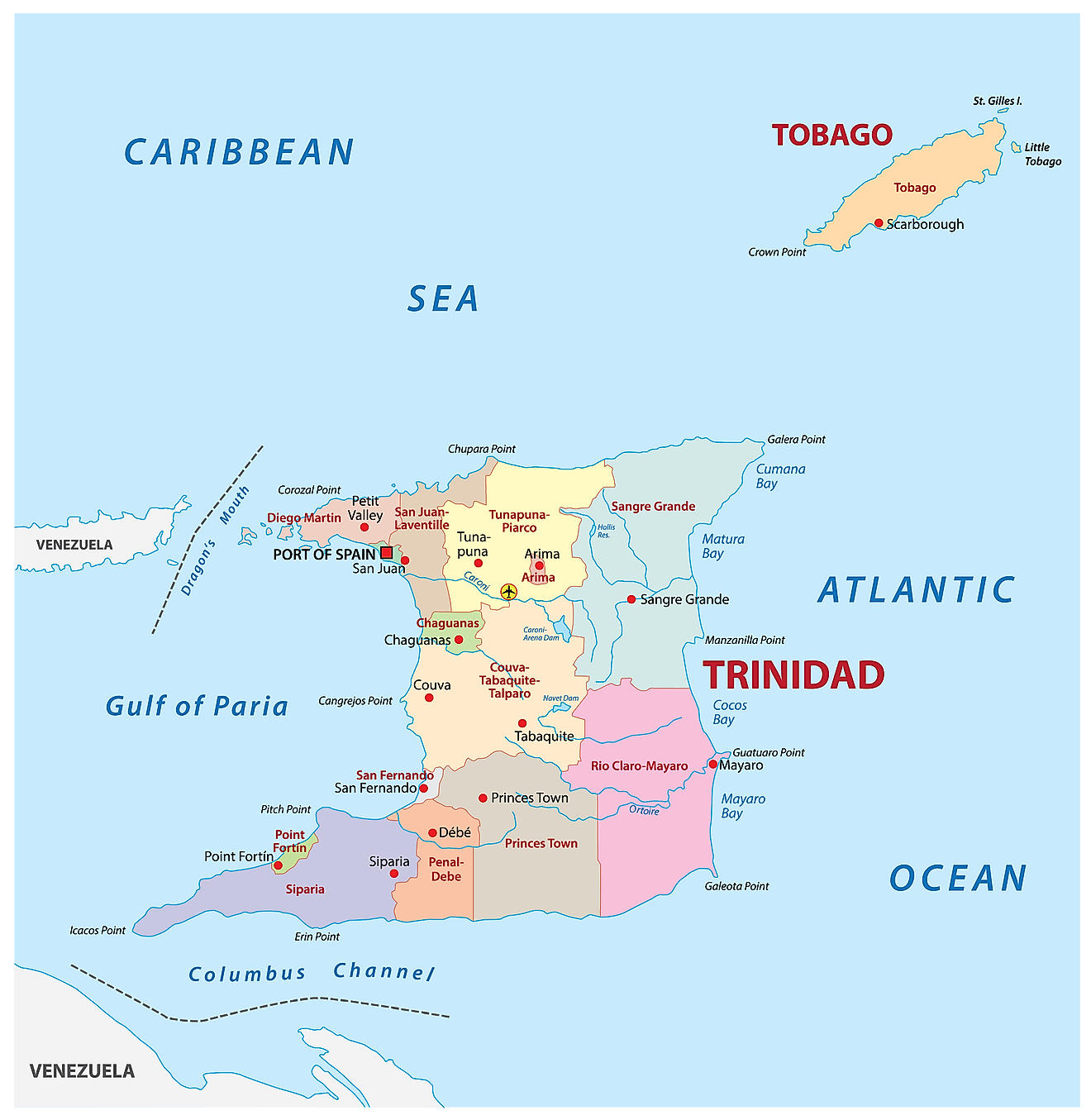 Trinidad Map With Counties