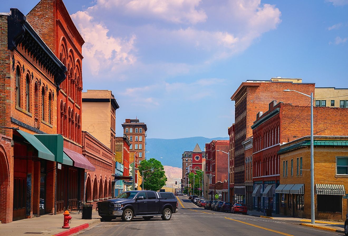 Historic Uptown District in Butte, Montana.