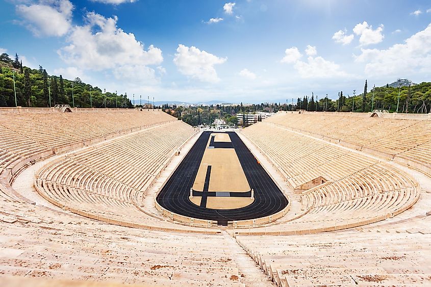 The Panathenaic Stadium was the location of the athletics events of the first Olympic Games of 1896.